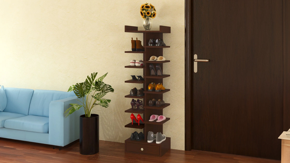 Adona Elanza Tall Open Shoe Rack with Bottom Drawer – Adona Woods