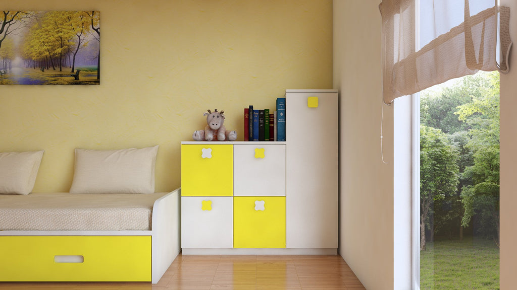 Adona Ellora Kids Storage-cum-Bookshelf Ivory Sunshine Yellow