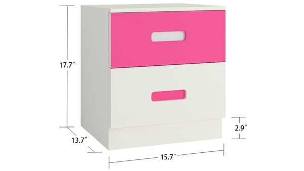 Adona Fiona Kids Bedside Table with 2 Handle-less Drawers