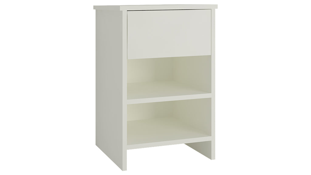 Adona Manzanita Bedside Table w/Drawer And Open Shelves Ivory