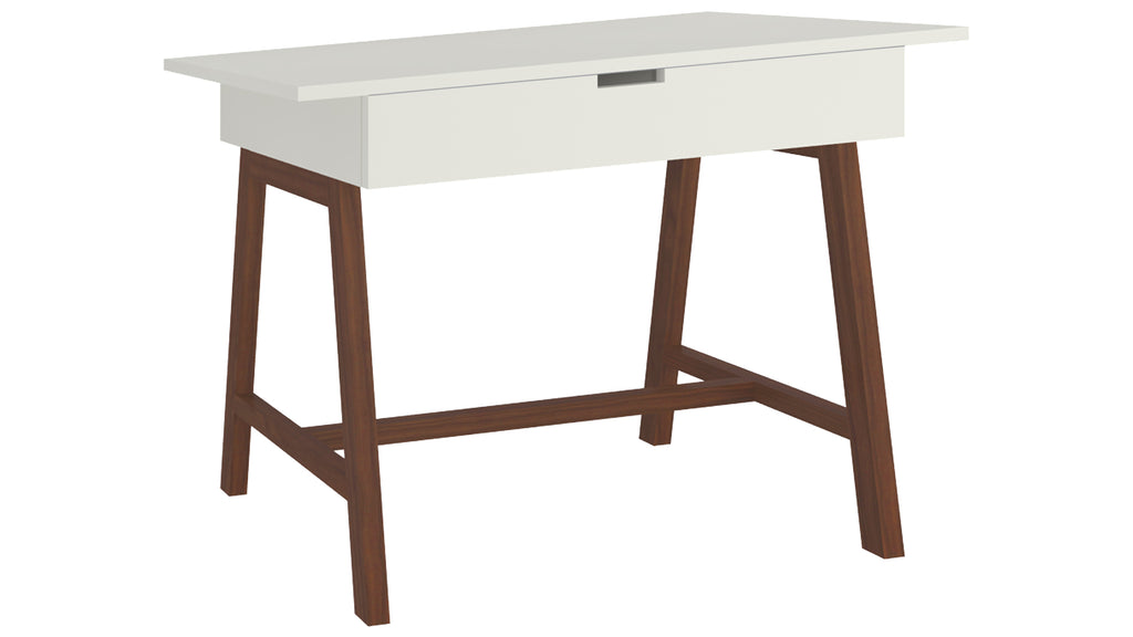 Adona Riga Teak Wood Study Desk with Drawer and Tapered Frame