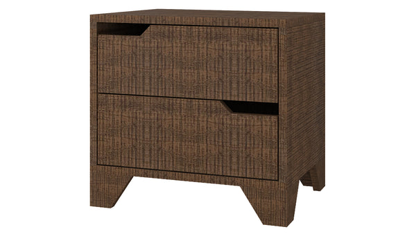 Adona Estella Bedside Table w/2 Handle-less Drawers And Tapered Legs