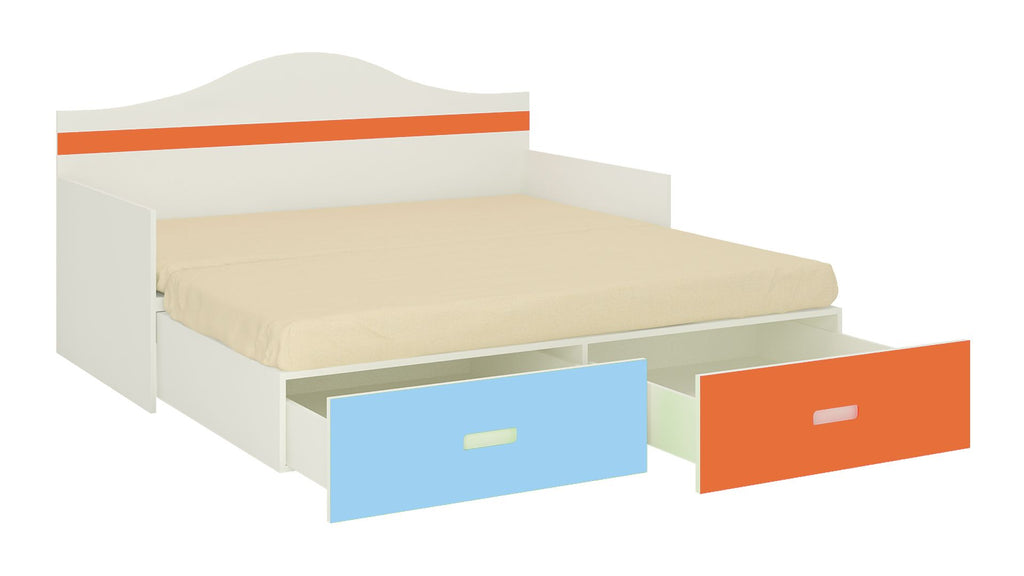 Adona Arcadia Convertible King Size Daybed with Curved Headboard, Trundle and 2 Storage Drawers