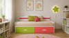 Adona Arcadia Convertible King Size Daybed with Curved Headboard, Trundle and 2 Storage Drawers