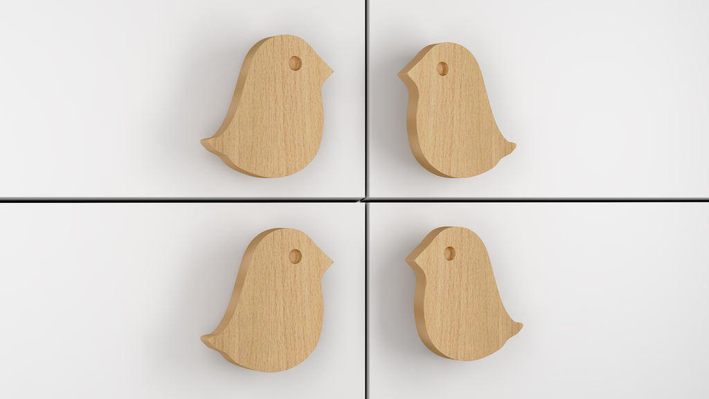 Adona Bird Shaped Kids Cabinet and Drawer Knobs - Set of 4 (2 Pairs)
