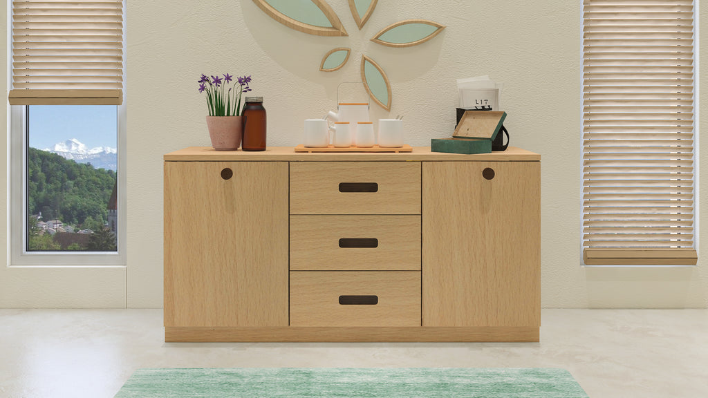 Adona Casablanca Sideboard-cum-Crockery Cabinet with Shelves and 3 Drawers