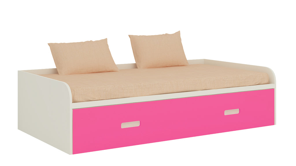 Celestia day bed with Barbie Pink pull-out trundle bed.