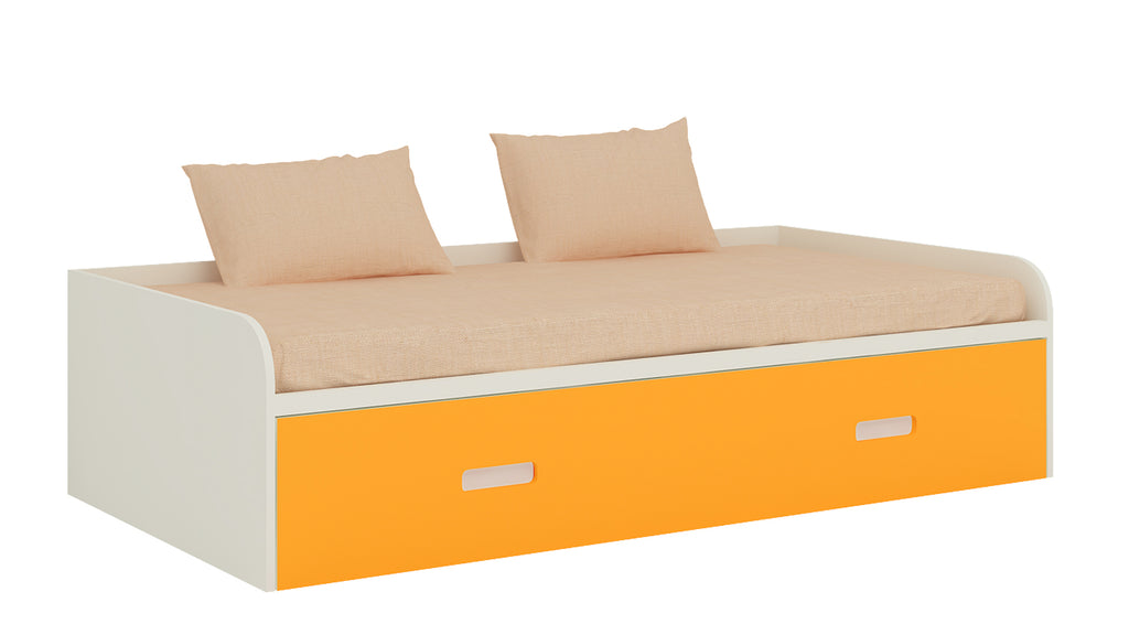Celestia day bed with Mango Yellow pull-out trundle bed.