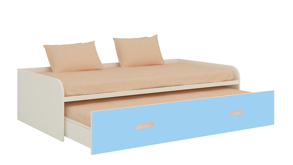 Celestia day bed with Sky Blue pull-out trundle bed.