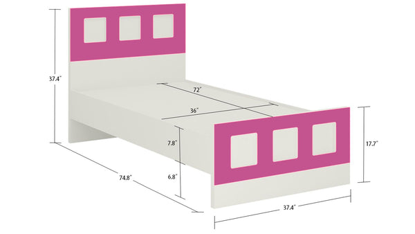 Cordoba kids single bed dimensions in Barbie Pink.