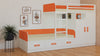 Adona Eskada Twin Bunk Bed with Right Wardrobe, Drawers, Open Shelves and Wooden Ladder