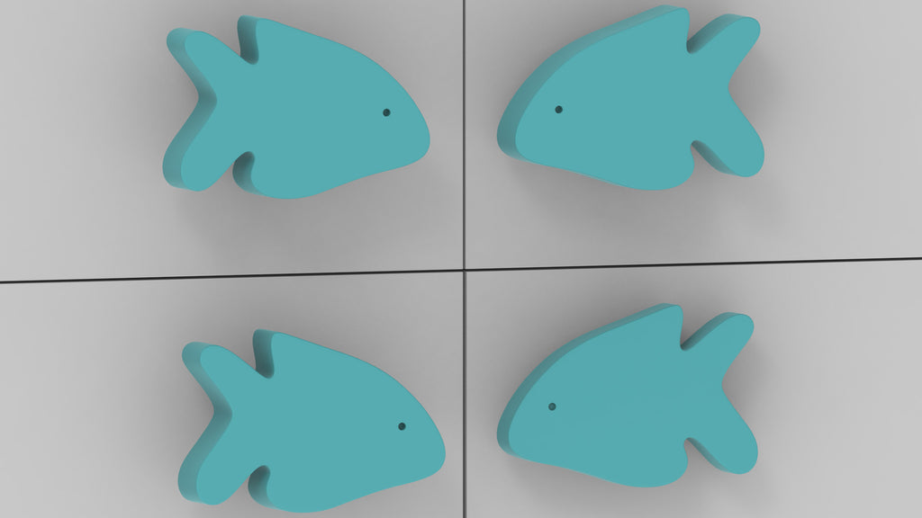 Adona Fish Shaped Kids Cabinet and Drawer Knobs - Set of 4 (2 Pairs)