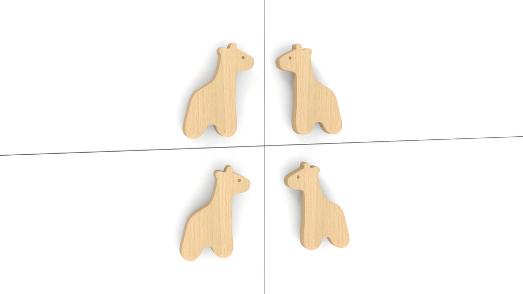 Adona Giraffe Shaped Kids Cabinet and Drawer Knobs - Set of 4 (2 Pairs)