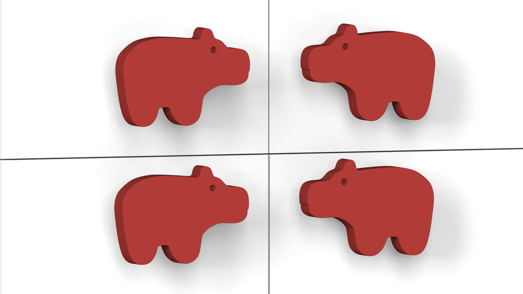 Adona Hippo Shaped Kids Cabinet and Drawer Knobs - Set of 4 (2 Pairs)