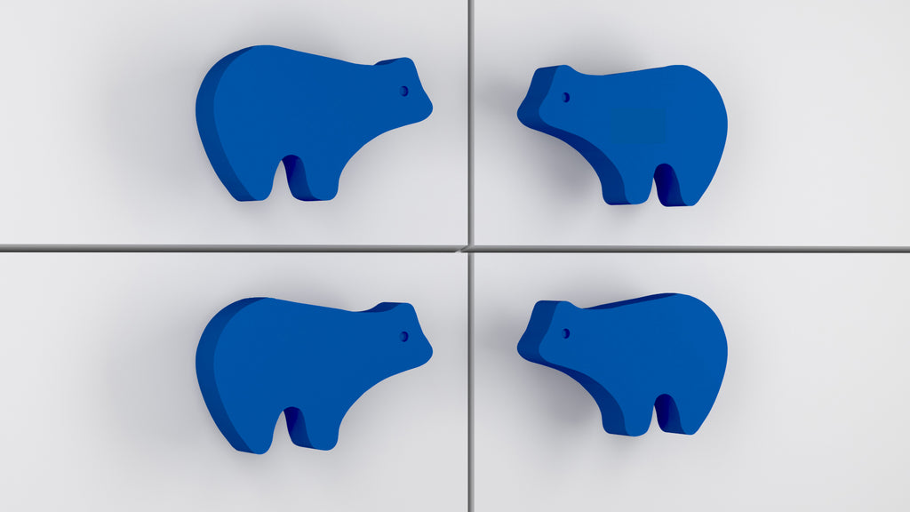Adona Polar Bear Shaped Kids Cabinet and Drawer Knobs - Set of 4 (2 Pairs)