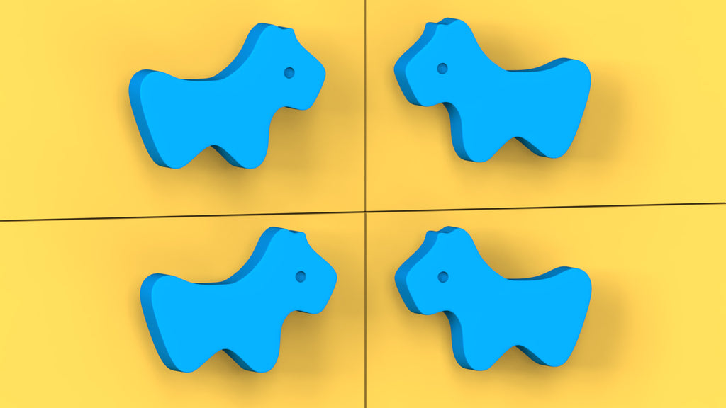 Adona Puppy Shaped Kids Cabinet and Drawer Knobs - Set of 4 (2 Pairs)