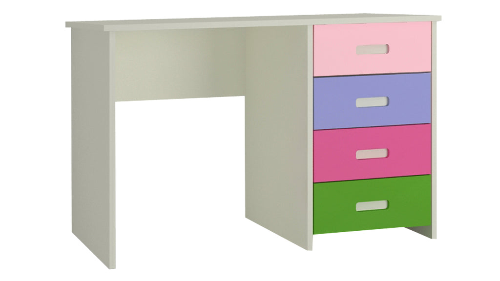 Adona Cherokee Multicolor Student Desk with 4 Drawers in Ivory Finish