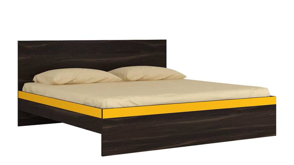Adona Adonica Fusion Queen Bed Plywood Spanish Chestnut - Mango Yellow