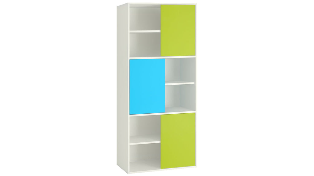 Adona Astra Bookshelf-cum-Storage Cabinet Lime Yellow - Azure Blue