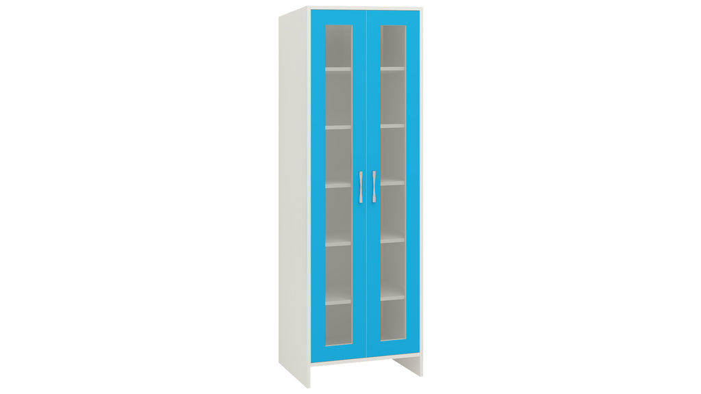 Adona Atlanta Tall Kids Bookshelf-Cum-Storage Cabinet with Toughened Glass Shutters