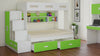 Adona Austin Twin Bunk Bed with 4 Ft Lower Bed, Left Storage Steps, Wardrobe, Shelves and Drawers
