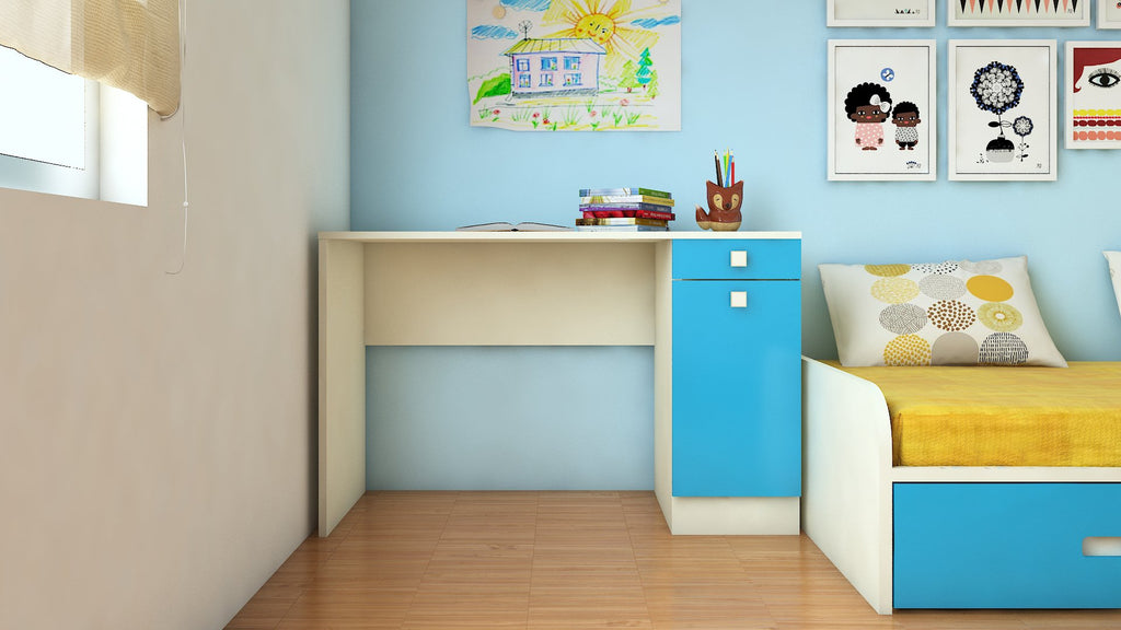 Adona Celestia Kids Study Desk w/Cabinet and Drawer Azure Blue