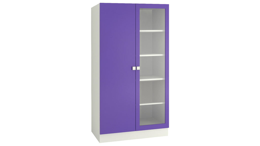 Adona Celestia Double-Door Bookshelf w/Toughened Glass Lavender Purple