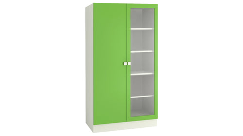Adona Celestia Double-Door Bookshelf w/Toughened Glass Verdant Green