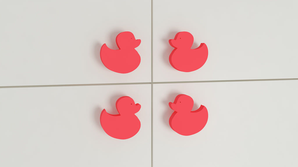 Adona Duck Shaped Kids Cabinet and Drawer Knobs - Set of 4 (2 Pairs)