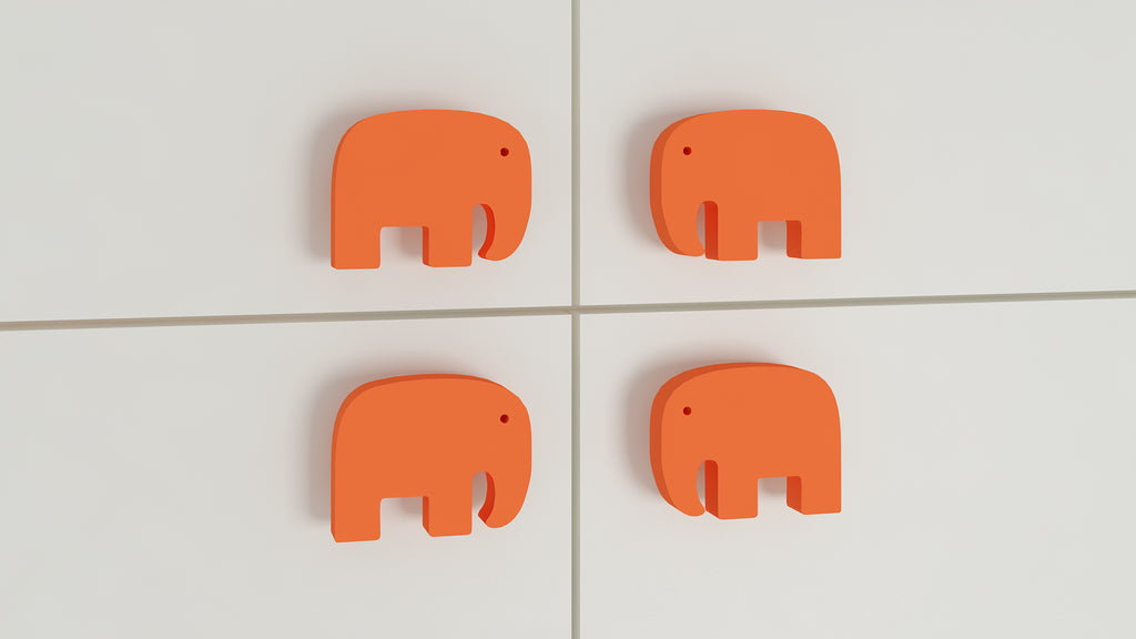 Adona Elephant Shaped Kids Cabinet and Drawer Knobs - Set of 4 (2 Pairs)