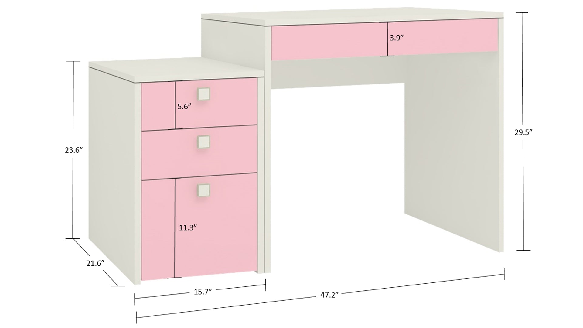 Adona Eskada Kids Study Desk-cum-Printer Table w/4 Drawers Strawberry ...