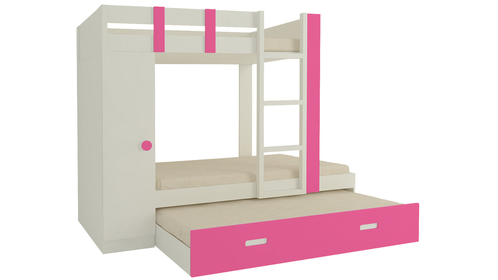 Adona Evita Twin Bunk Bed w/Trundle Pullout-cum-Wardrobe