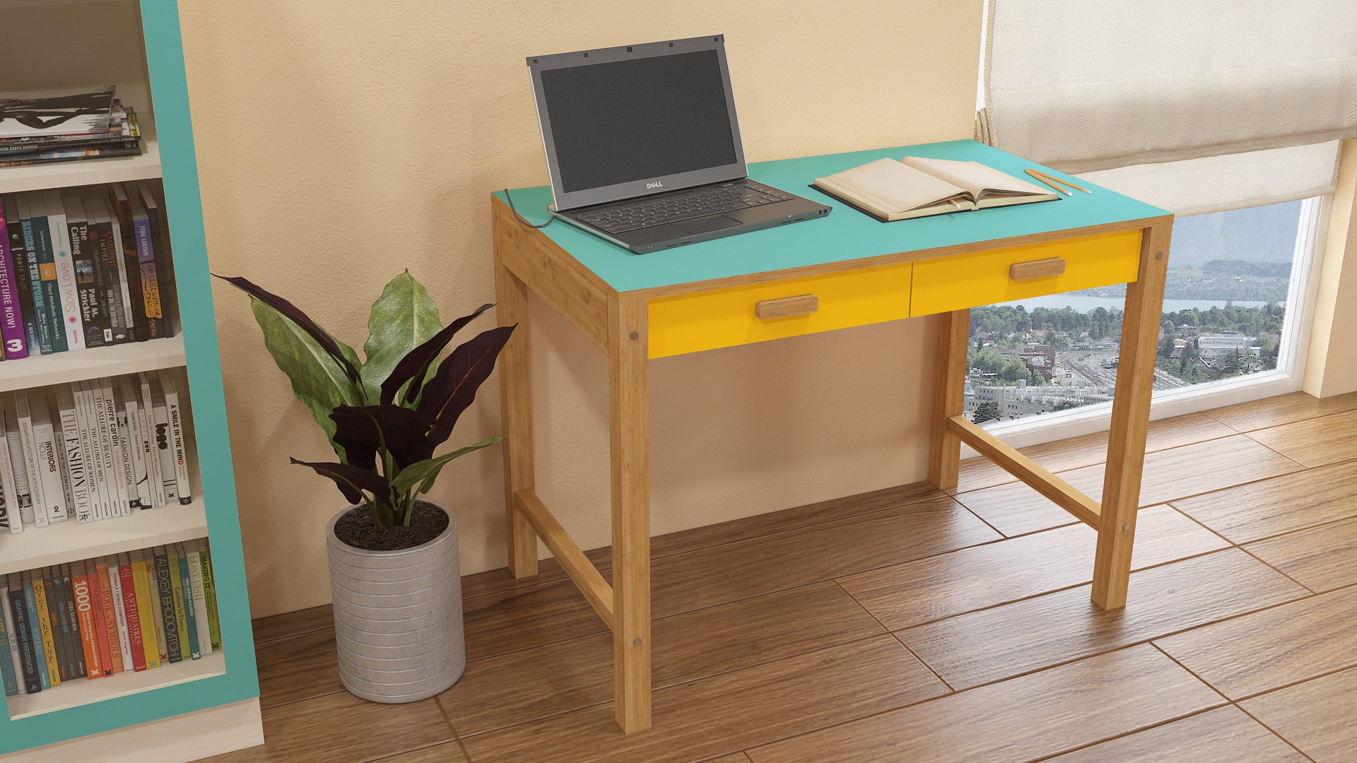 Adona Exotica Solid Wood Study Desk with Drawers and Wooden Handles ...