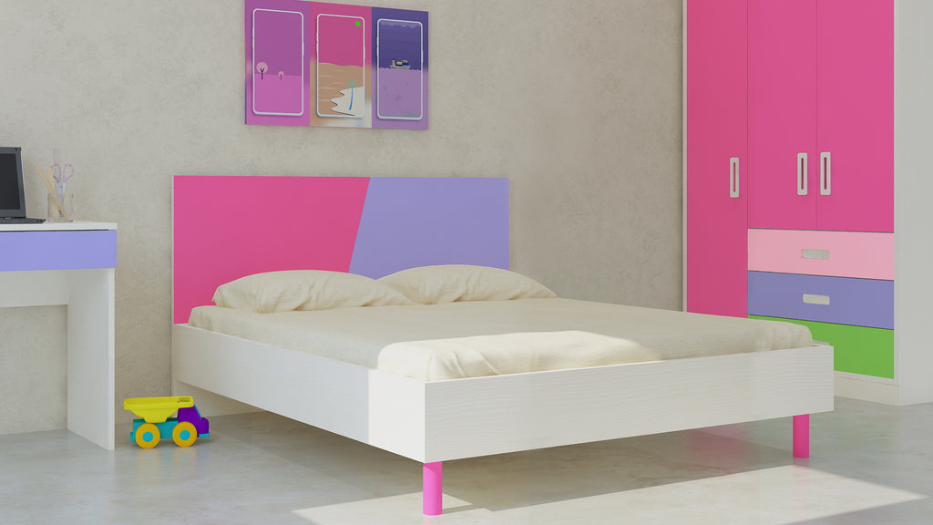 Adona Fiona Queen Bed with Wooden Legs and Dual Color Headboard