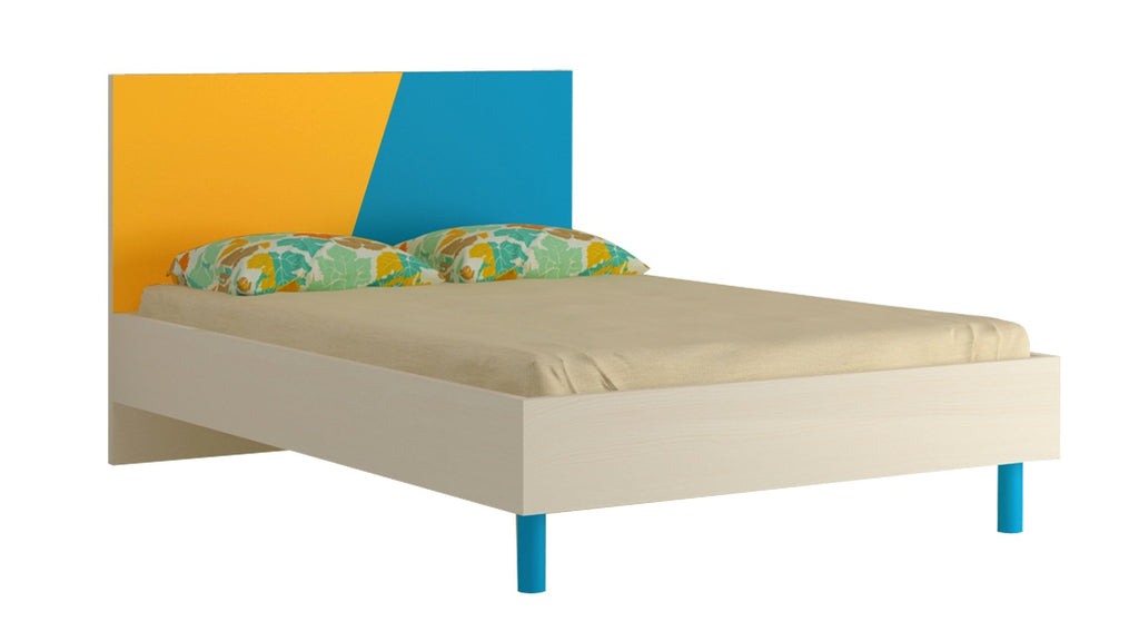 Adona Fiona Compact Double Bed w/Wooden Legs Mango Yellow - Azure Blue