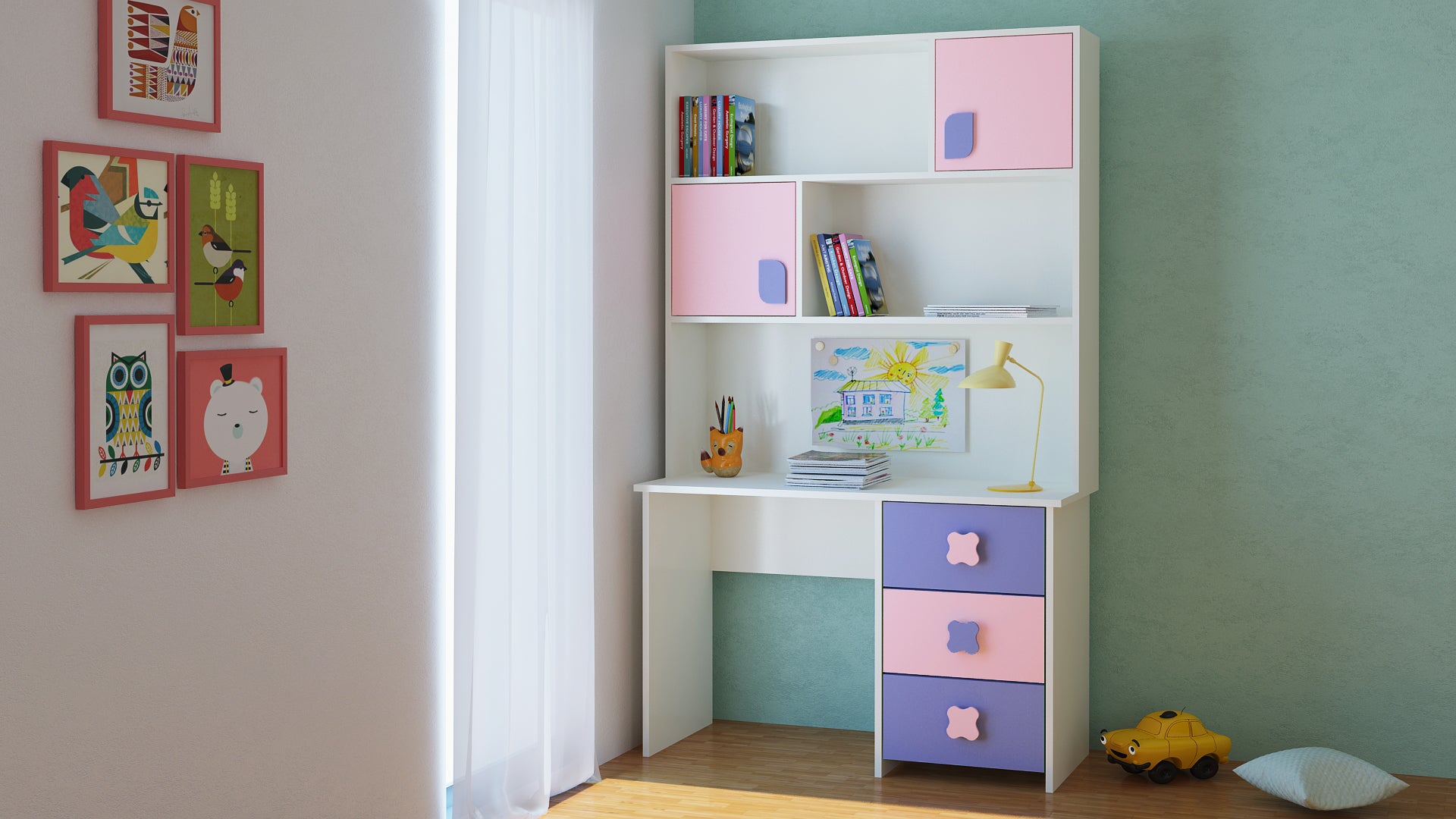 Study table with shelves and deals drawers