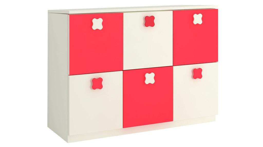 Adona Floral Ivory Storage Cabinet Strawberry Pink