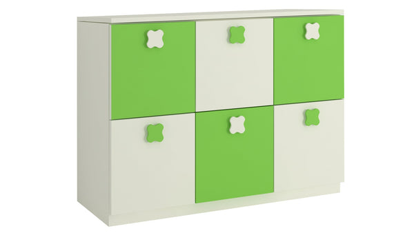 Adona Floral Ivory Storage Cabinet Verdant Green