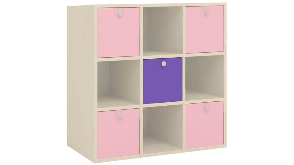 Adona Milano Kids Light Wood Cube Storage Cabinet English Pink - Lavender Purple