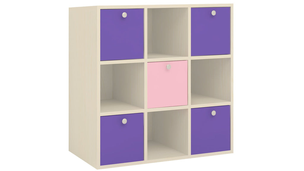 Adona Milano Kids Light Wood Cube Storage Cabinet Lavender Purple - English Pink