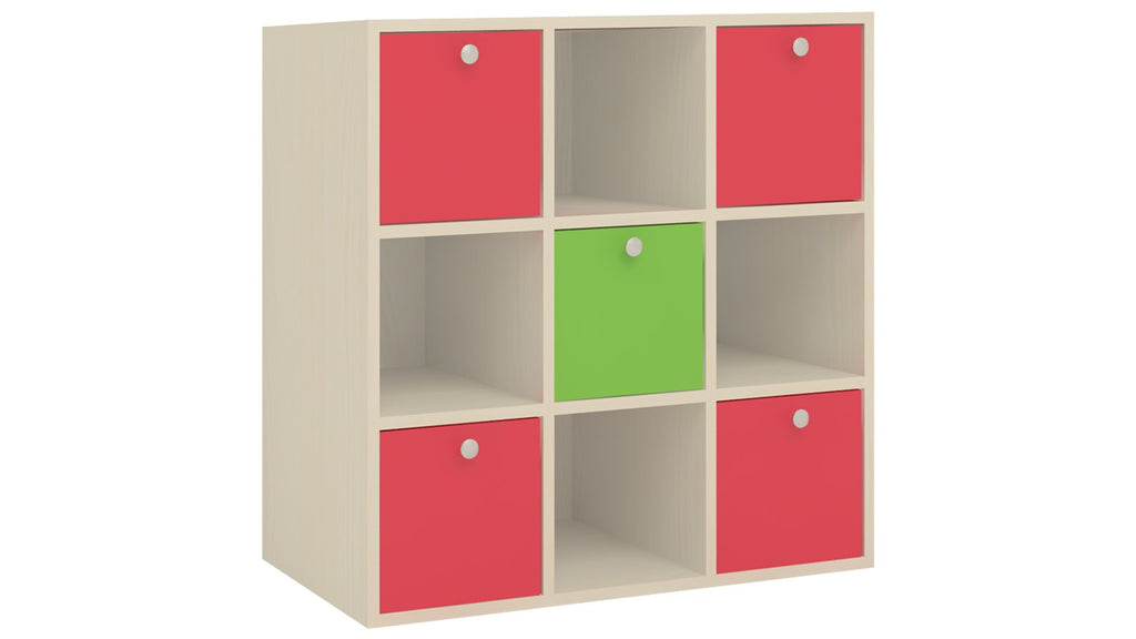 Adona Milano Kids Light Wood Cube Storage Cabinet Strawberry Pink - Verdant Green