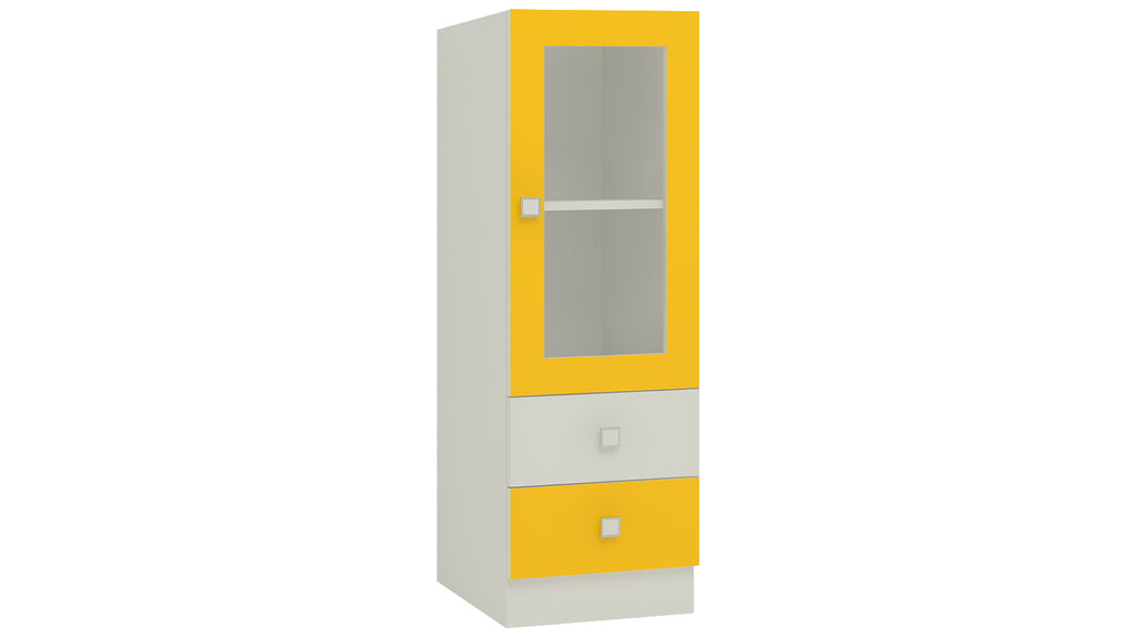 Adona Minerva Bookshelf-cum-Storage Cabinet with Glass Shutter and 2 Drawers