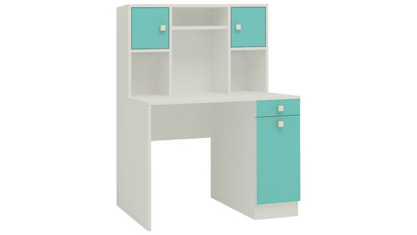 Adona Minerva Kids Study Desk with Drawer, Cabinets and Built-In Bookshelf