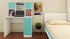 Adona Minerva Kids Study Desk with Drawer, Cabinets and Built-In Bookshelf