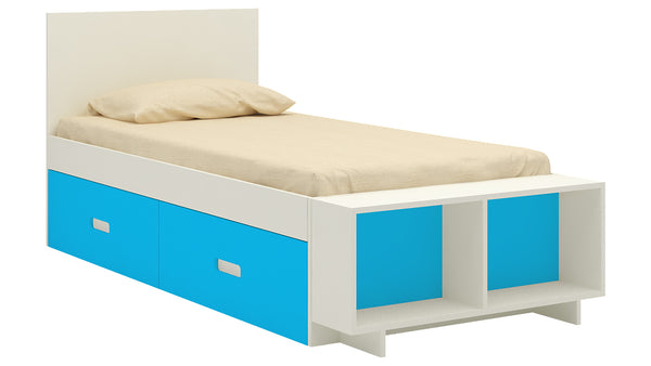 Adona Minerva Single Bed with Footboard Storage Cabinet and Drawers