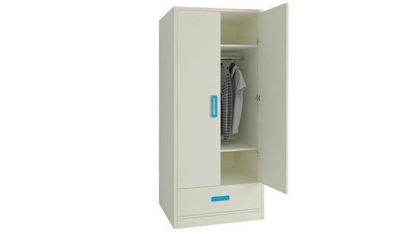 Adona Palencia Wardrobe w/Drawer and Grooved Handles Azure Blue