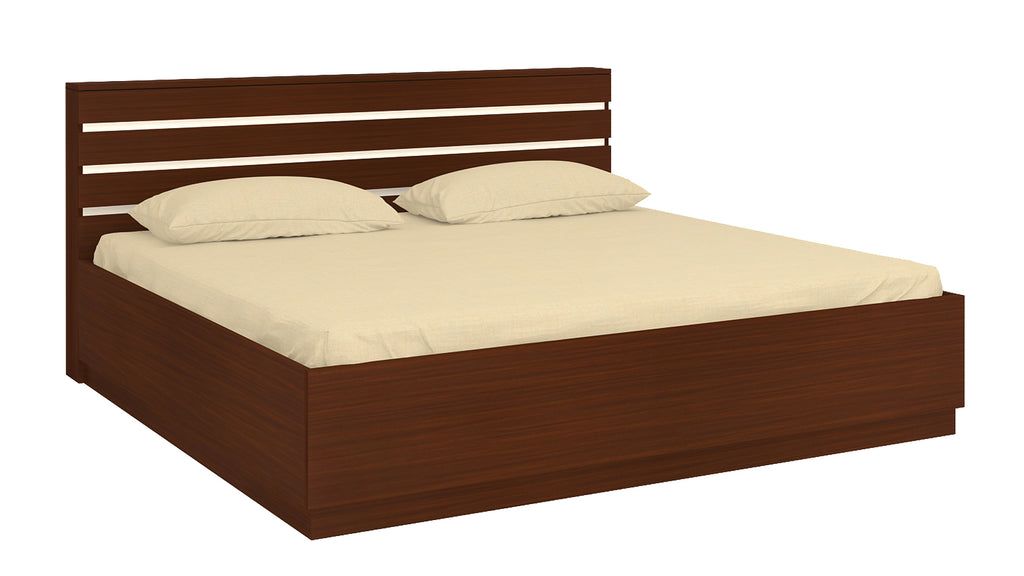 Adona Paloma King Bed with Slatted Dual-Color Headboard and Box Storage