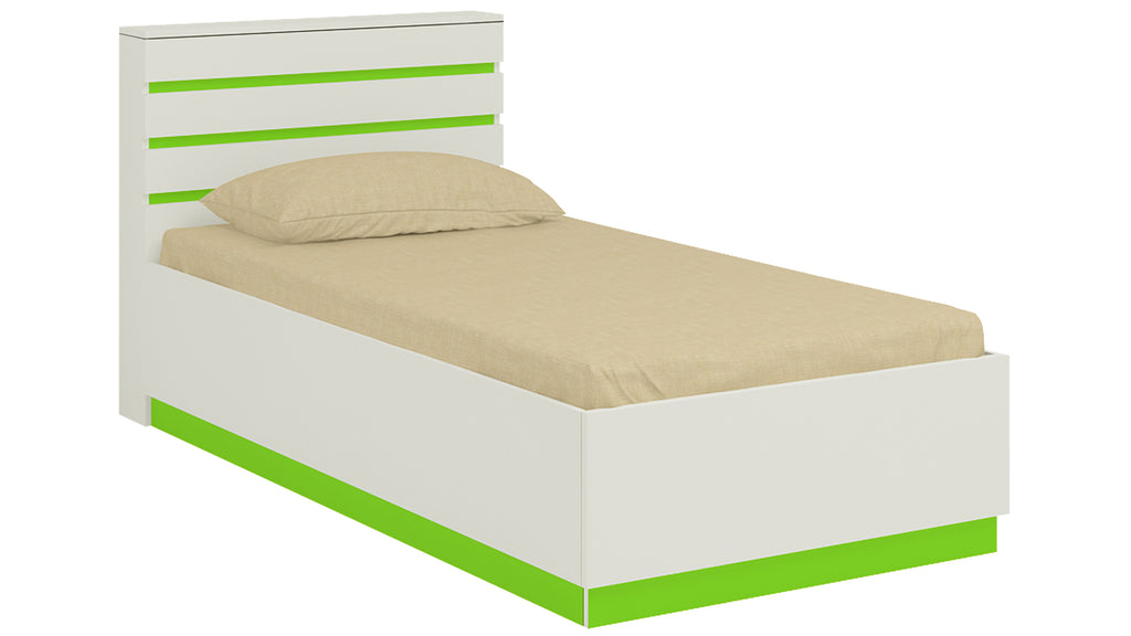 Adona Paloma Kids Single Bed with Slatted Dual-Color Headboard and Box Storage