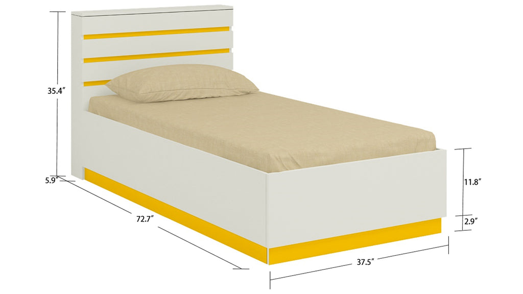 Adona Paloma Slatted Dual Color Headboard Kids Single Bed with Box