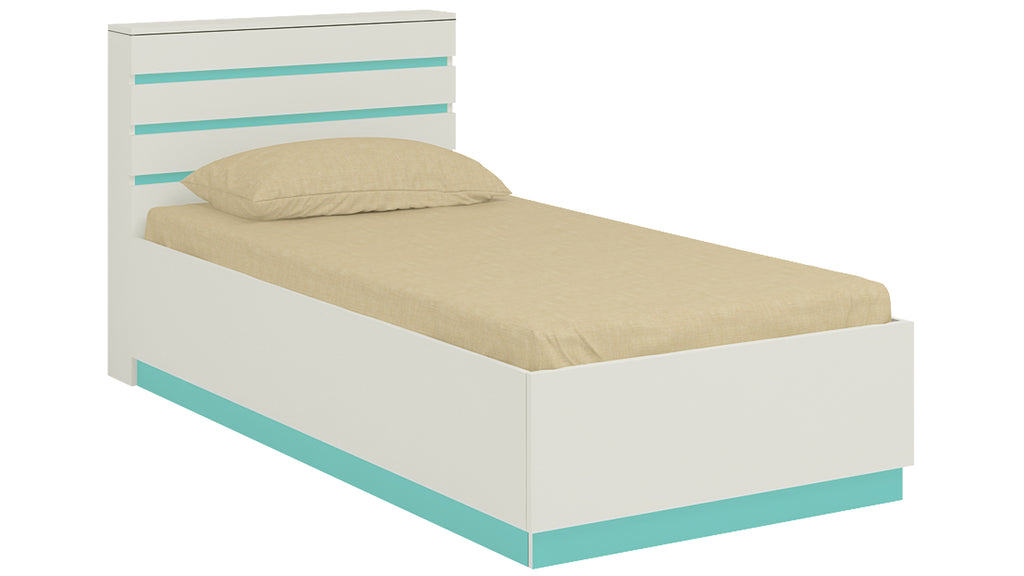 Adona Paloma Kids Single Bed with Slatted Dual-Color Headboard and Box Storage